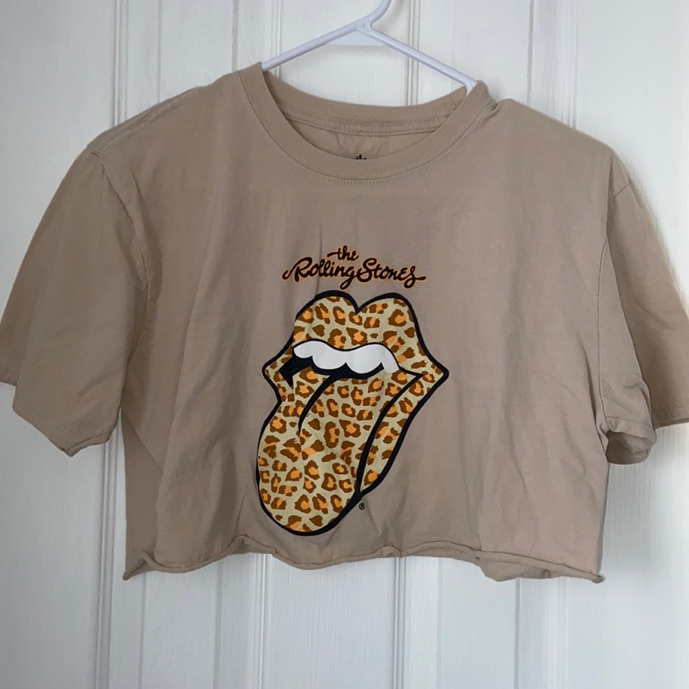 The Rolling Stones Vintage Logo Cropped Tee Shirt